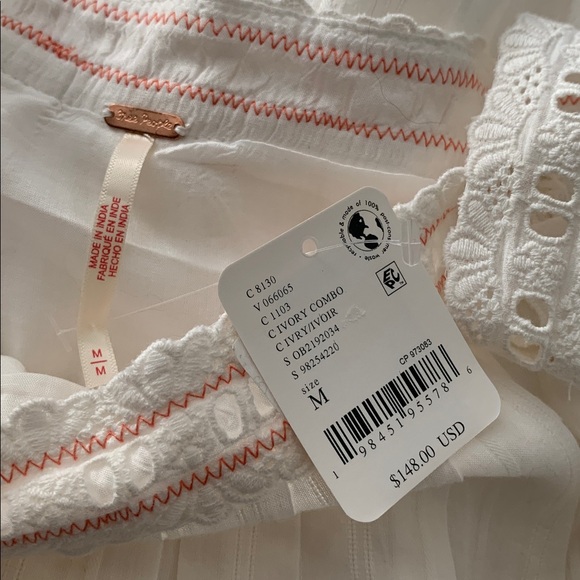 FREE PEOPLE Latecia Embroidered Tunic Dress NWT Ivory - Picture 8 of 13